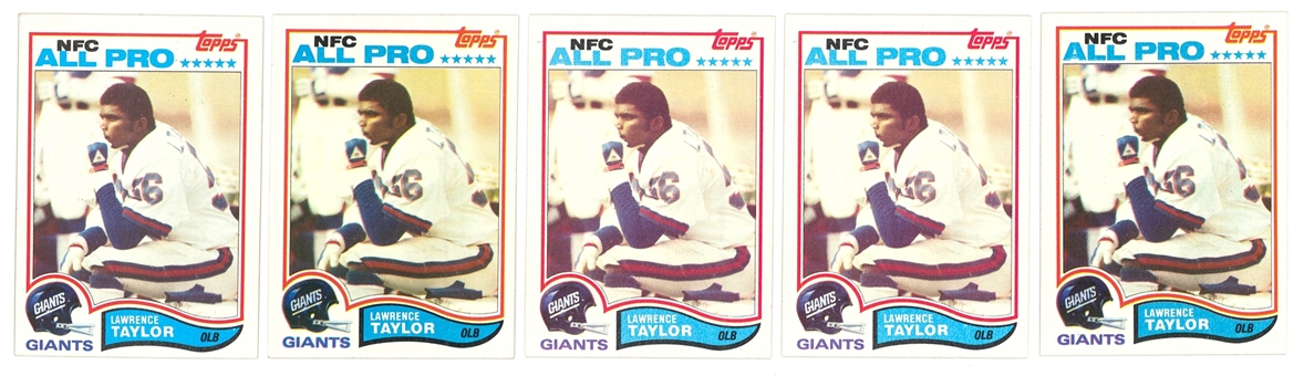 1982 Topps #434 Lawrence Taylor Rookie Cards Collection (5)